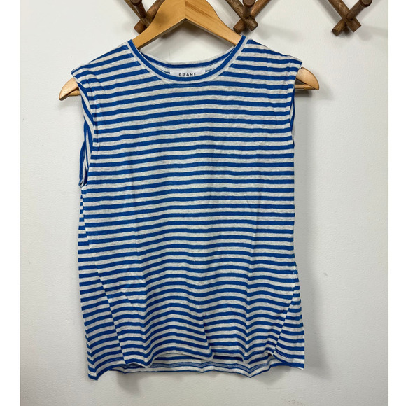 FRAME Roll Cuff Organic Linen Muscle in Jet Stream Multi Size S - Picture 4 of 11